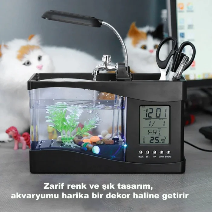 DailyLink Dekoratif USB Masaüstü Mini Akvaryum Balık Tankı