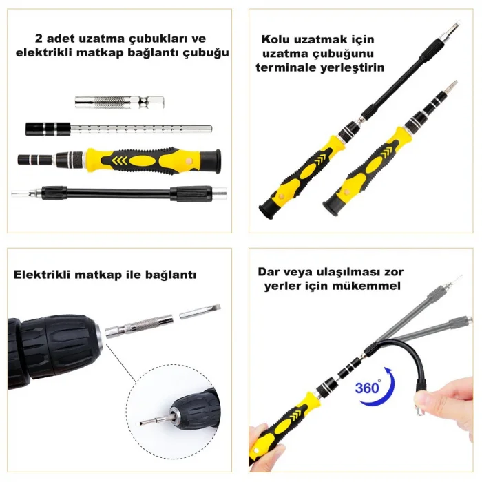 DailyLink 115 in 1 Hassas Sarı Çoklu Tornavida Seti El Alet Takımı