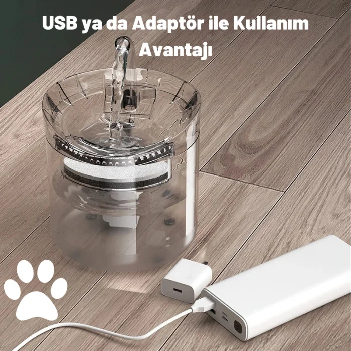 DailyLink Kedi Köpek Için Sessiz Şeffaf Otomatik Su Pınarı Su Çeşmesi Su Sebili
