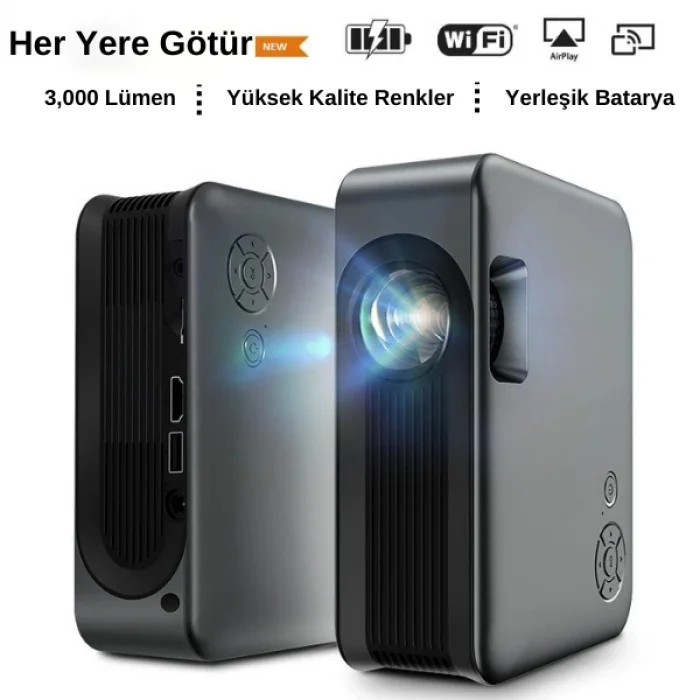 DailyLink Aun A30 Full Hd Wifi 1080 Destekli Mini Projeksiyon Cihazı Cep Telefonu Yansıtma