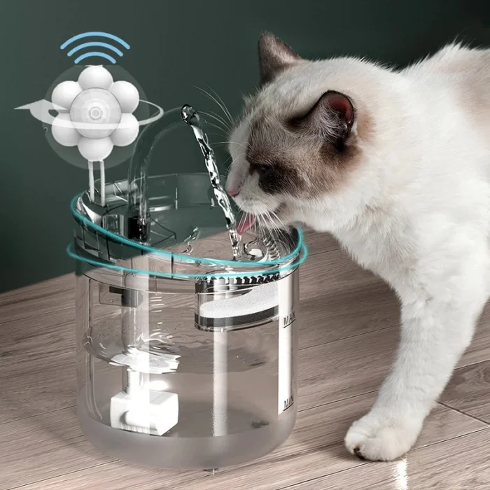 DailyLink Hareket Sensörlü Kedi Köpek Için Sessiz Şeffaf Otomatik Su Pınarı Çeşmesi Sebili