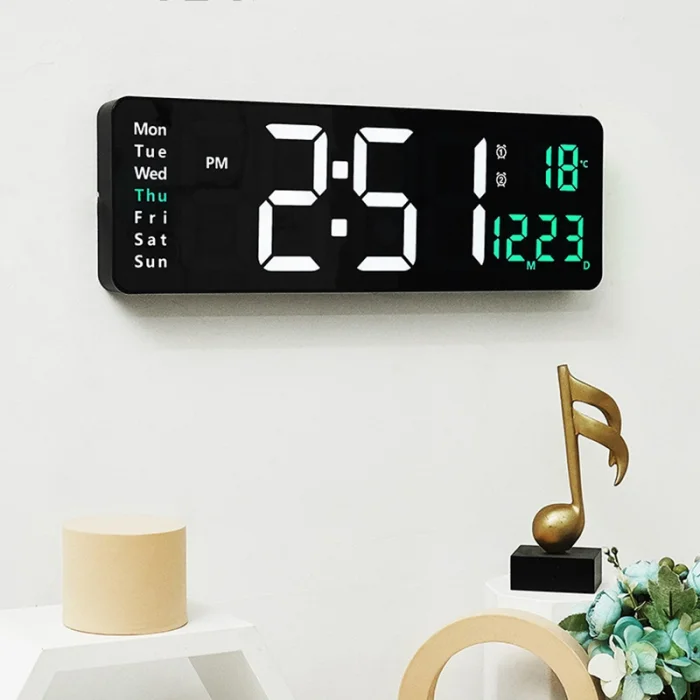 DailyLink Kumandalı Duvara Monte Dijital Duvar Masa Saati Geri Sayım Sıcaklık Tarih Alarm