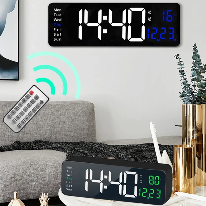 DailyLink Kumandalı Duvara Monte Dijital Duvar Masa Saati Geri Sayım Sıcaklık Tarih Alarm