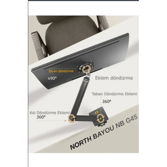 North Bayou NB G45 Amartisörlü 27-40 İnç Curved Ekran Masaüstü Monitör Tutucu