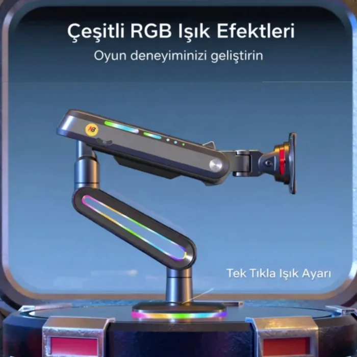 North Bayou NB F6 Gaming 32-60 inç Monitör Kolu 2-20 KG RGB Işıklı Yüksek Taşıma Kapasiteli Profesyonel Monitör Askısı