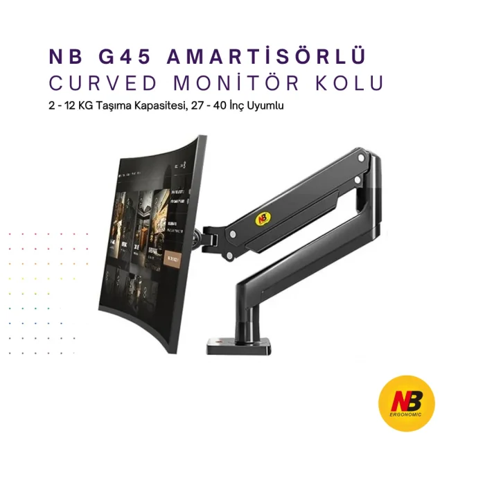 North Bayou NB G45 Amartisörlü 27-40 İnç Curved Ekran Masaüstü Monitör Tutucu