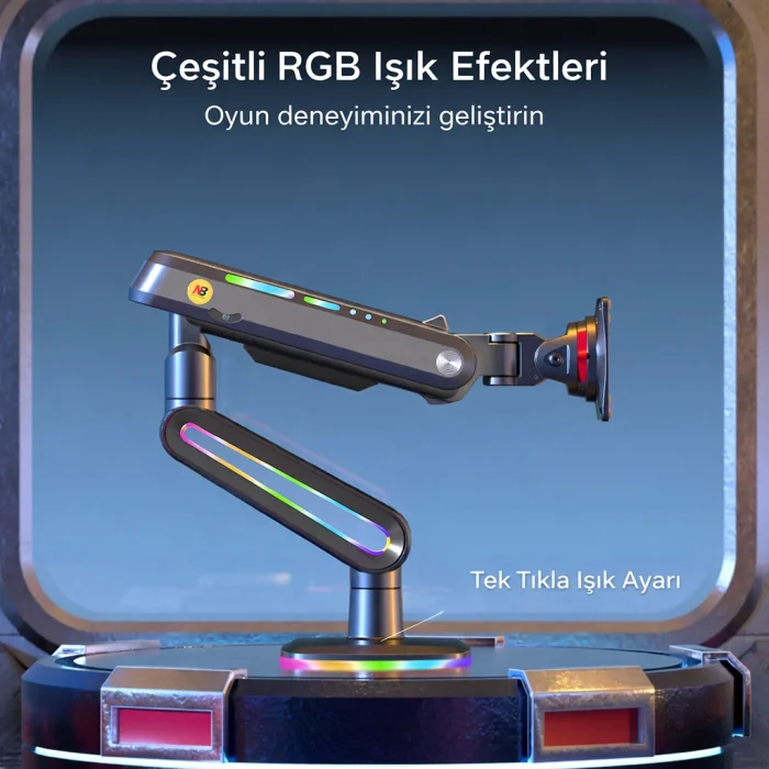 North Bayou NB F6 Gaming 32-60 inç Monitör Kolu 2-20 KG RGB Işıklı Yüksek Taşıma Kapasiteli Profesyonel Monitör Askısı