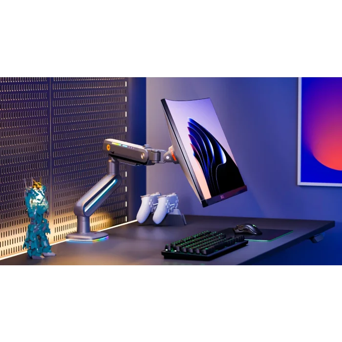 North Bayou NB F6 Gaming 32-60 inç Monitör Kolu 2-20 KG RGB Işıklı Yüksek Taşıma Kapasiteli Profesyonel Monitör Askısı