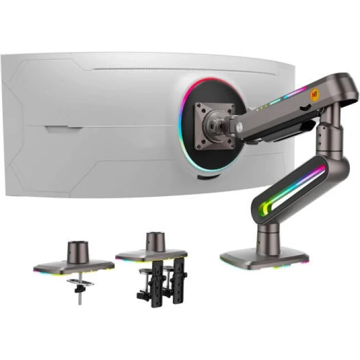 North Bayou NB F6 Gaming 32-60 inç Monitör Kolu 2-20 KG RGB Işıklı Yüksek Taşıma Kapasiteli Profesyonel Monitör Askısı