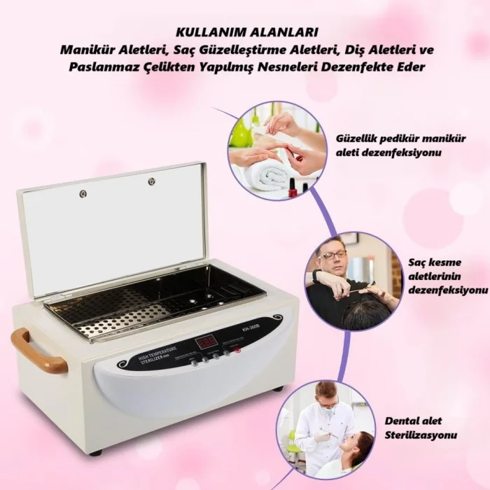 Profesyonel Yüksek Sıcaklık Sterilizatör KH-360B Manikür Pedikür Kuaför ve Dental Alet Dezenfekte Cihazı Ayarlanabilir