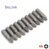 DailyTech 10 Adet 14 25mm Pozi PZ2 Tornavida Bit Seti Tamir Araçları Matkap Ucu Güç Ev El Aletleri -