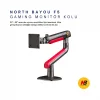 NB F5-GR Gaming Monitör Kolu 32-60 inç RGB Işıklı 2-20 KG Yüksek Taşıma Kapasiteli Profesyonel Monitör Askısı KIRMIZI