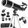 Dailytech 80mm Astronomi Teleskop 600mm odak Kumandalı 3x Barlow Lens Setli Yetişkinler & Yeni başlayanlar