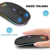 DailyTech Şarj Edilebilir Kablosuz Led Işıklı Sessiz Optic Mouse - GÜMÜŞ GRİ