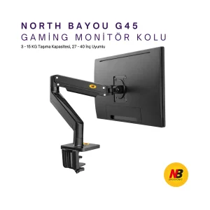 DailyTech North Bayou NB G45 Gaz Yay Kolu 27-40 İnç Ekran Masaüstü Monitör Tutucu 360 Döndürmek 2-12kg Düz Ekran Oval Ekran USB