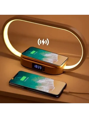 DailyTech Çok Fonksiyonlu Kablosuz Hızlı Şarj İstasyonu Standı Led Masa Gece Lambası