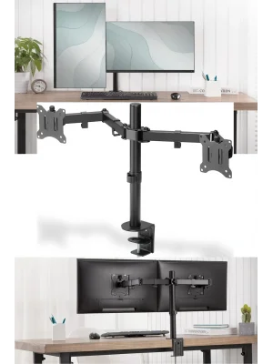 Masaüstü Ayarlanabilir 14-32” Çift Kol Monitör Tutucu SK14-32ÇİFTKOL