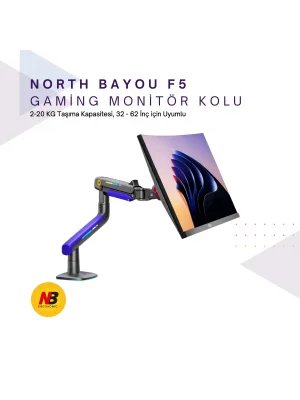 NB F5-GB Gaming Monitör Kolu 32-60 RGB Işıklı 2-20 KG Yüksek Taşıma Kapasiteli Profesyonel Monitör Askısı MAVİ
