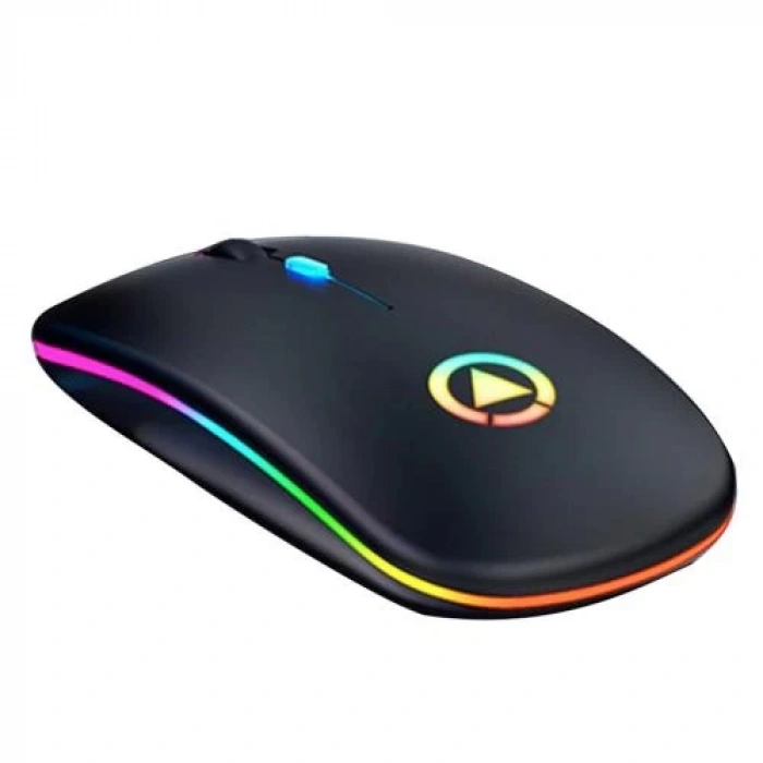 DailyTech Şarj Edilebilir Kablosuz Led Işıklı Sessiz Optic Mouse - SİYAH