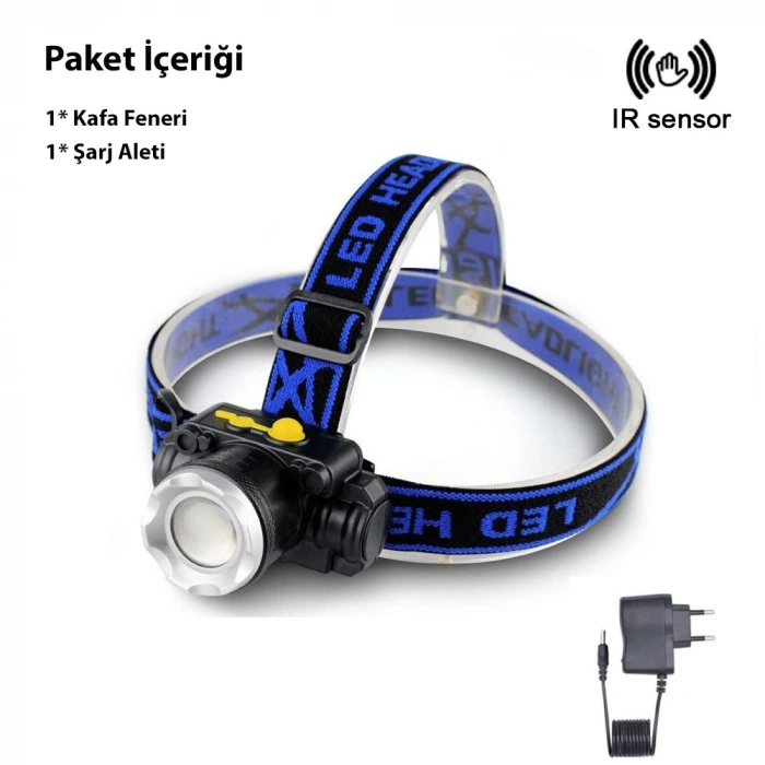 DailyTech Profesyonel Su Geçirmez 6000 Lümen Zoomlu Kafa Feneri