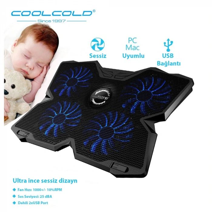 COOLCOLD Gaming 4 Fanlı Işıklı Notebook Laptop Soğutucu Stand