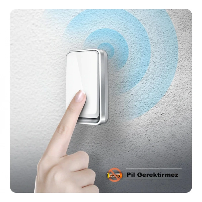 DailyTech Su Geçirmez Kablosuz Pil Gerektirmeyen Kapı Zili