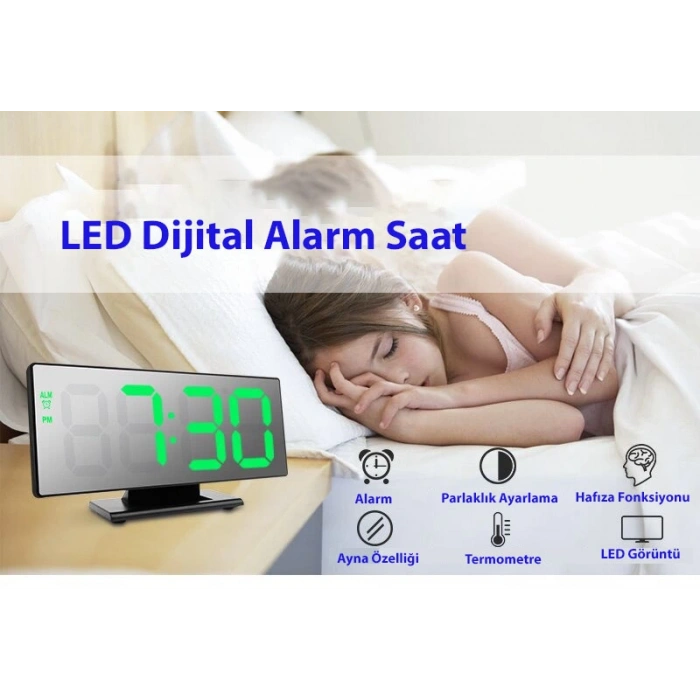 DailyTech Dekoratif Masa Üstü LED Ayna Dijital Çalar Saat