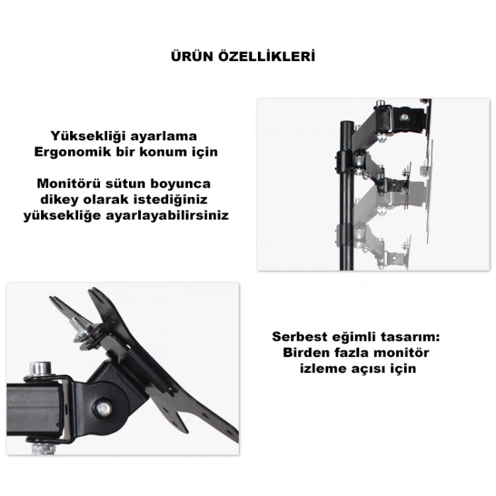 Masaüstü Ayarlanabilir 14-32” Çift Kol Monitör Tutucu SK14-32ÇİFTKOL