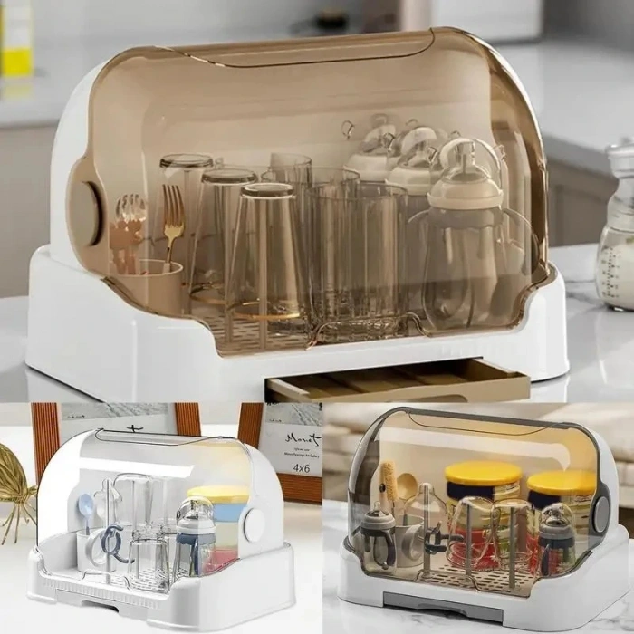 DailyTech Kapaklı Bebek Biberon Mutfak Eşyası Kurutma Saklama Standı Kutusu