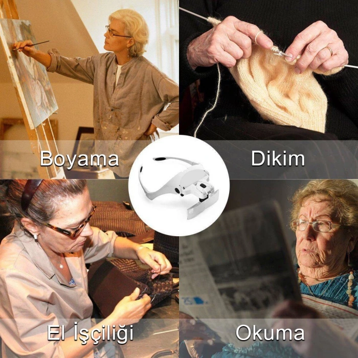 DailyTech LED Işık Gözlük Büyüteç Kuyumcu Tamir Okuma