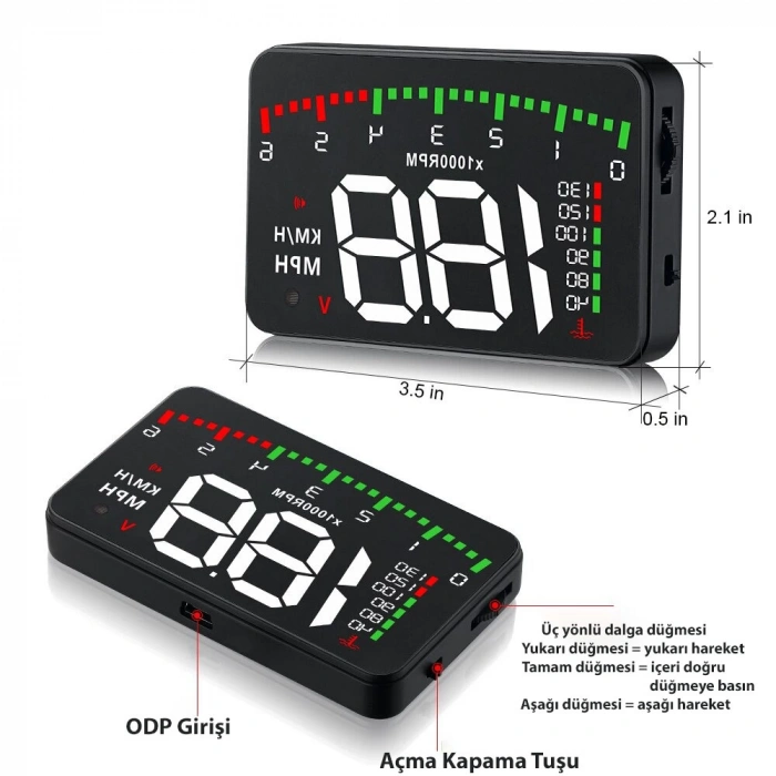 DailyTech HUD Head Up Display 3.5 İnç OBD Sanal Gösterge Paneli