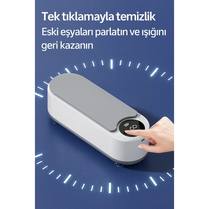 DailyTech Tek Tuşlu Ultrasonik Temizleme Cihazı Gözlük Takı Saat için Dijital Zaman Ayarlı Temizleyici