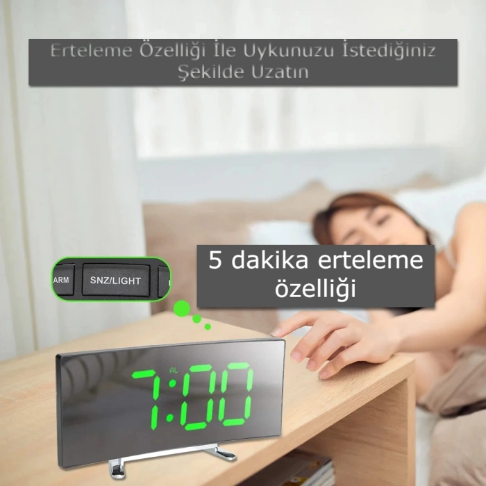 DailyTech Oval Dijital Masa Saati Alarm Termometre Zaman -
