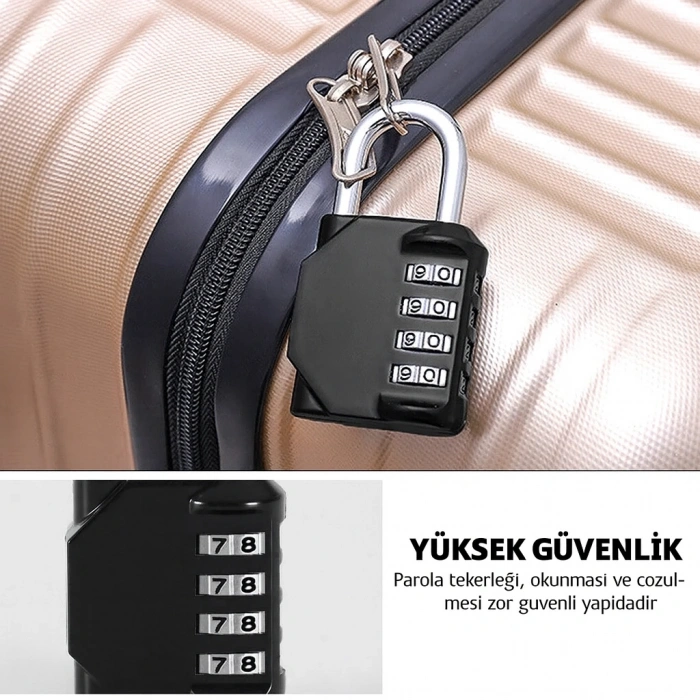 DailyTech 4 Haneli Şifreli Asma Kilit Çelik Halka Dolap Bavul Spor Çantası Okul Spor Salonu Kilidi