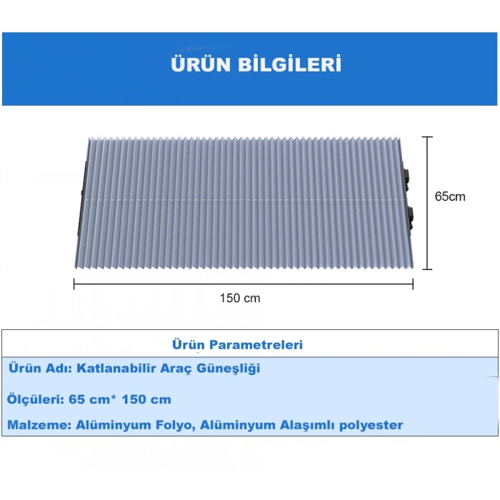 DailyTech Kolay Katlanabilir Teleskopik Araç Güneşliği Alüminyum