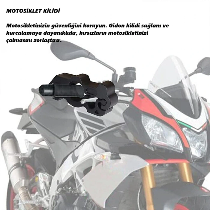 DailyTech Motosiklet Scooter Fren Kilidi Alüminyum Anahtarlı Güvenlik Kilidi Gidon