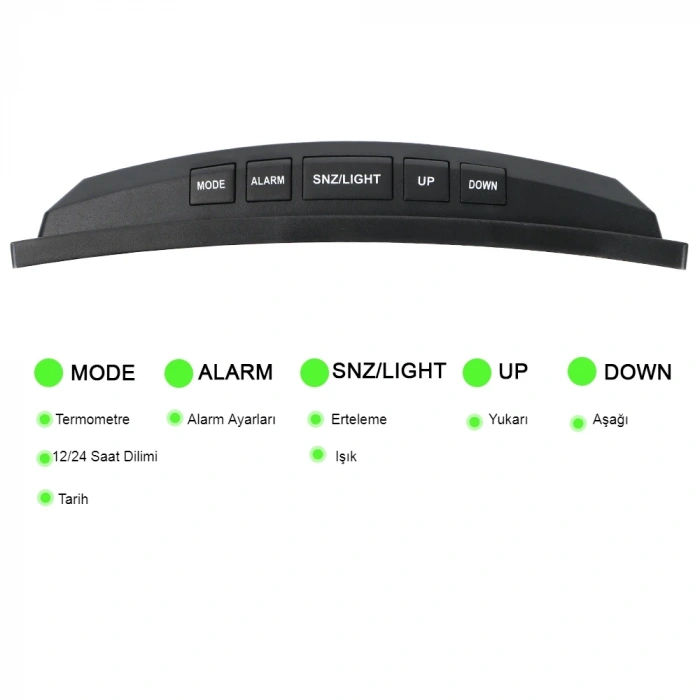 DailyTech Oval Dijital Masa Saati Alarm Termometre Zaman -