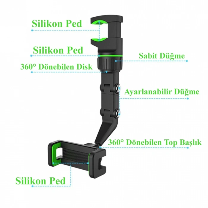 DailyTech Araç İçi Evrensel Dikiz Ayna Telefon Tutucu