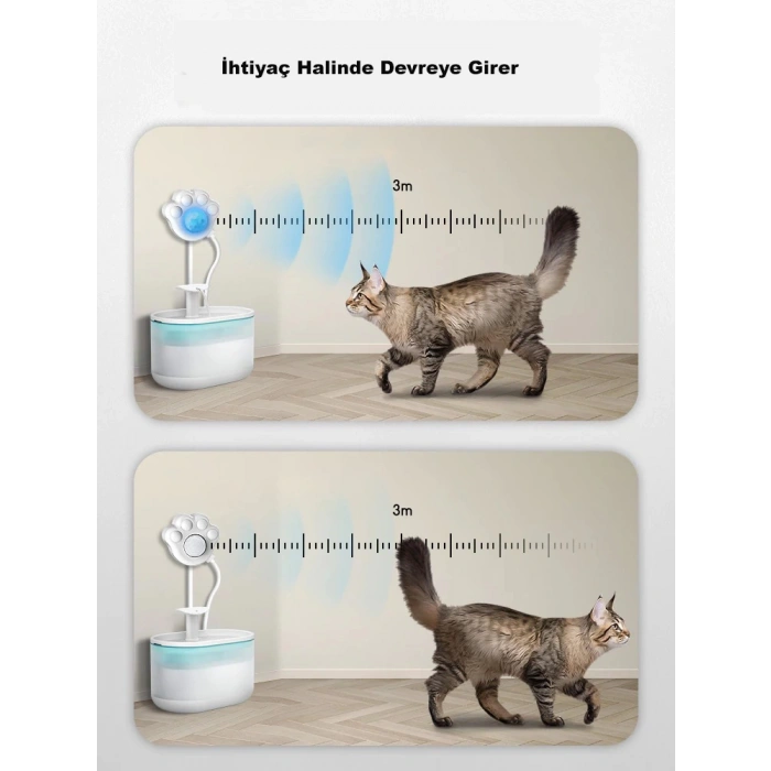 DailyTech Kedi Su Pınarı Çeşmesi Akıllı Hareket Sensörü Kızılötesi