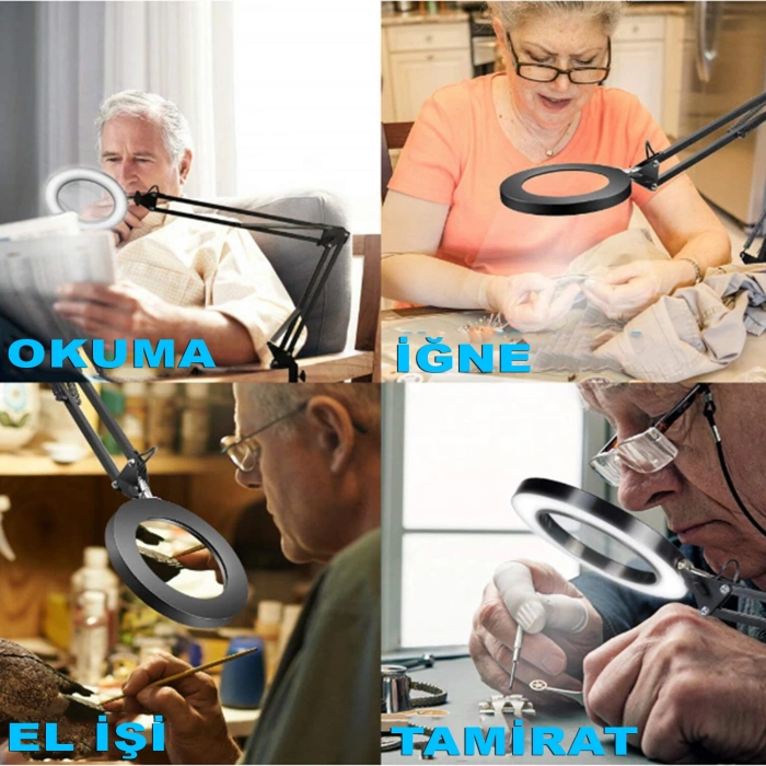 DailyTech Çok işlevli Masa Üstü Katlanabilir 5/8X ışıklı büyüteç