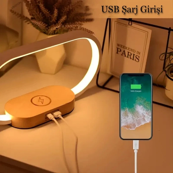 DailyTech Çok Fonksiyonlu Kablosuz Hızlı Şarj İstasyonu Standı Led Masa Gece Lambası