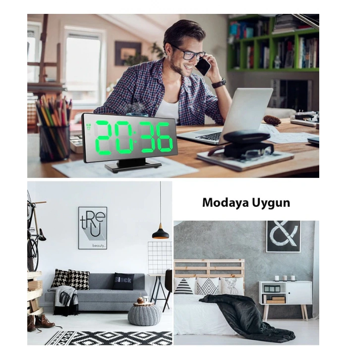 DailyTech Dekoratif Masa Üstü LED Ayna Dijital Çalar Saat