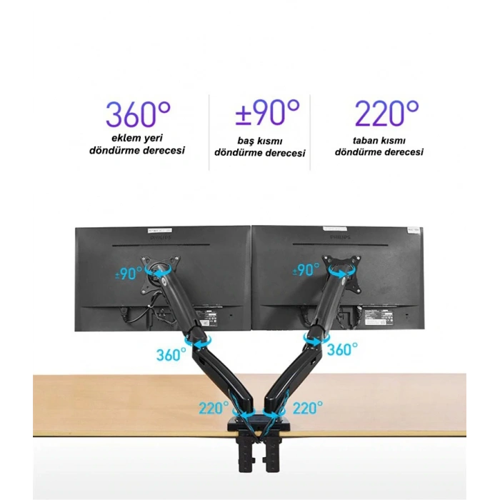 North Bayou NB F160 Çift Kol Amortisörlü Monitör Tutucu