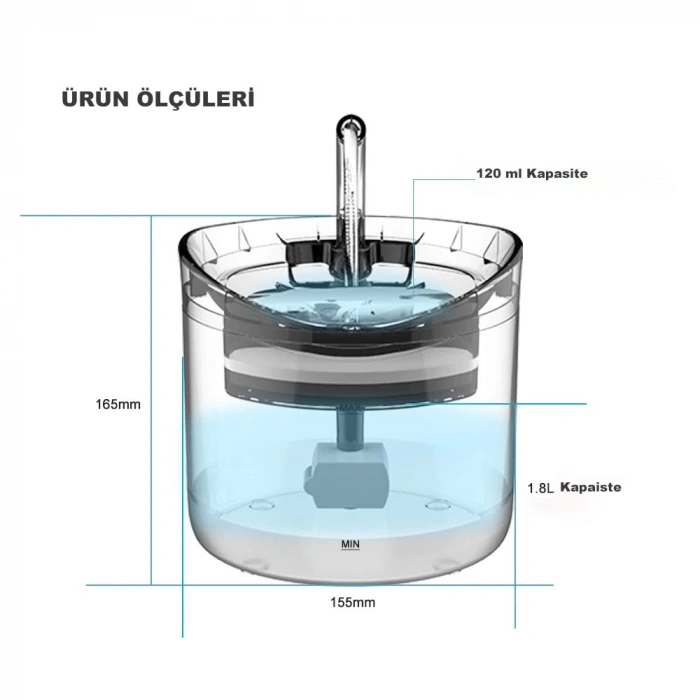 DailyTech Otomatik PET Kedi Köpek Su Pınarı Çeşmesi Şelalesi Sebil