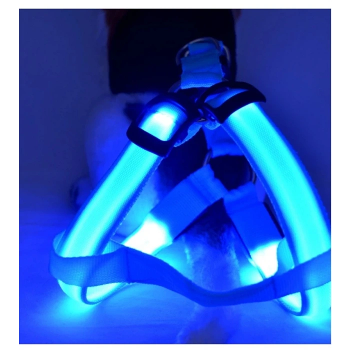 DailyTech Ayarlanabilir LED Işıklı Pet Köpek Göğüs Tasması Kemeri