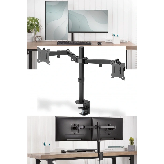 Masaüstü Ayarlanabilir 14-32” Çift Kol Monitör Tutucu SK14-32ÇİFTKOL