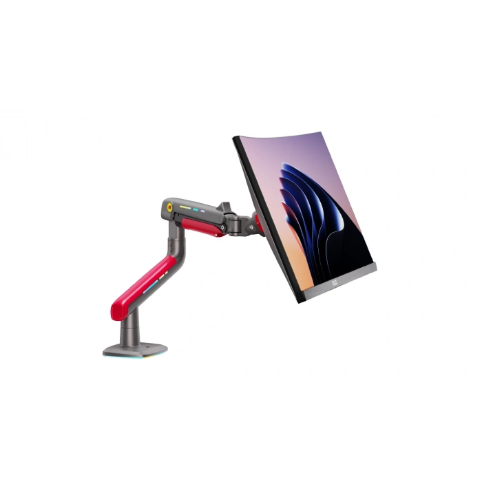 NB F5-GR Gaming Monitör Kolu 32-60 inç RGB Işıklı 2-20 KG Yüksek Taşıma Kapasiteli Profesyonel Monitör Askısı KIRMIZI