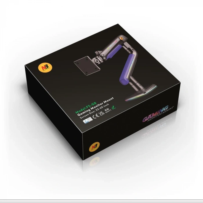NB F5-GB Gaming Monitör Kolu 32-60 RGB Işıklı 2-20 KG Yüksek Taşıma Kapasiteli Profesyonel Monitör Askısı MAVİ