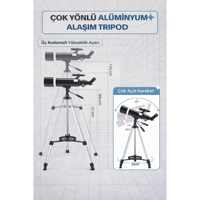 Dailytech 80mm Astronomi Teleskobu 600mm odak Kumandalı 3x Barlow Lens Setli Yetişkinler & Yeni başlayanlar