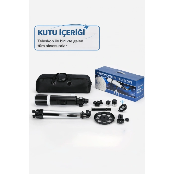 Dailytech 80mm Astronomi Teleskobu 600mm odak Kumandalı 3x Barlow Lens Setli Yetişkinler & Yeni başlayanlar
